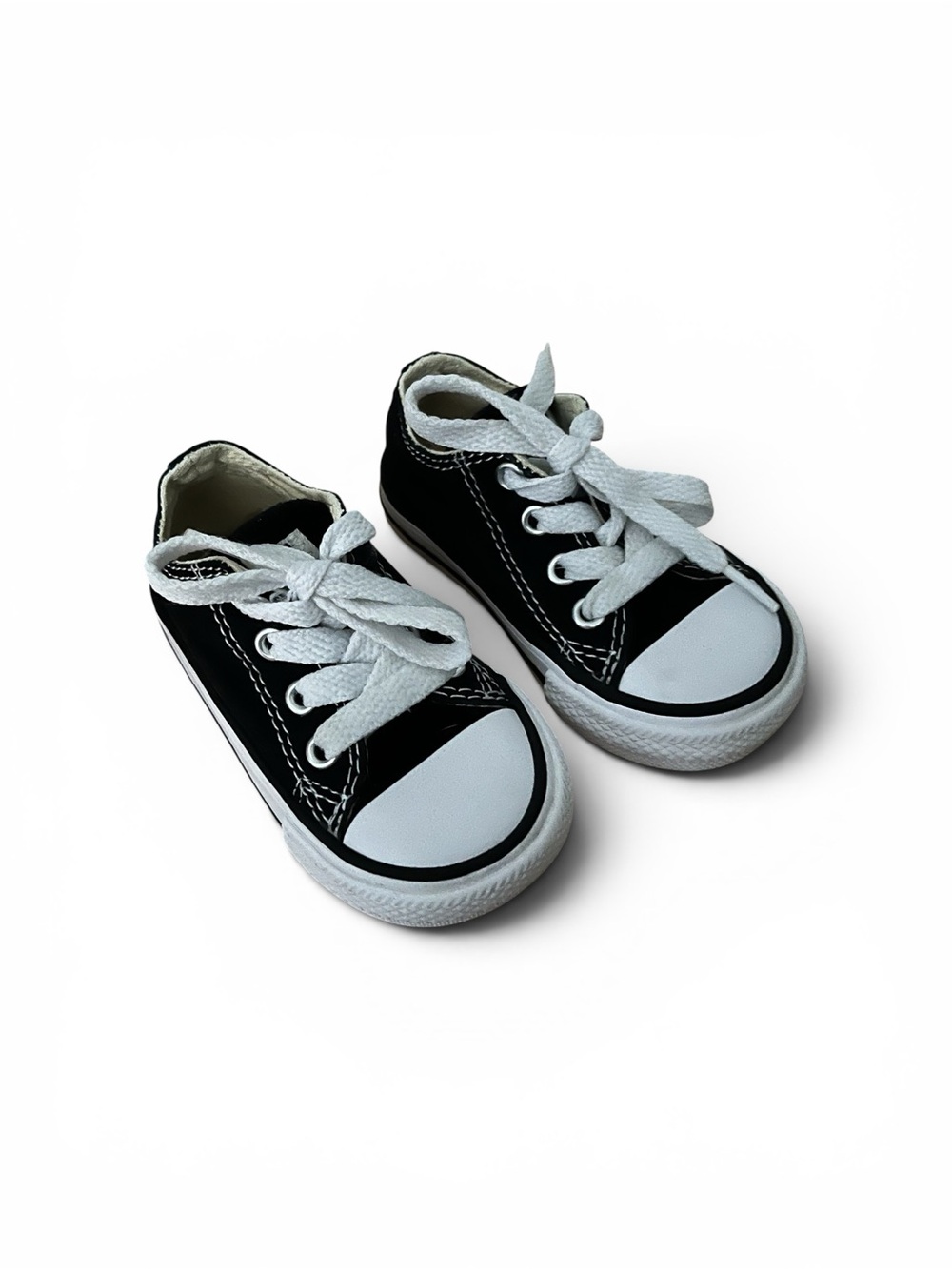 Kids Low-Top Canvas Sneakers - Black & White